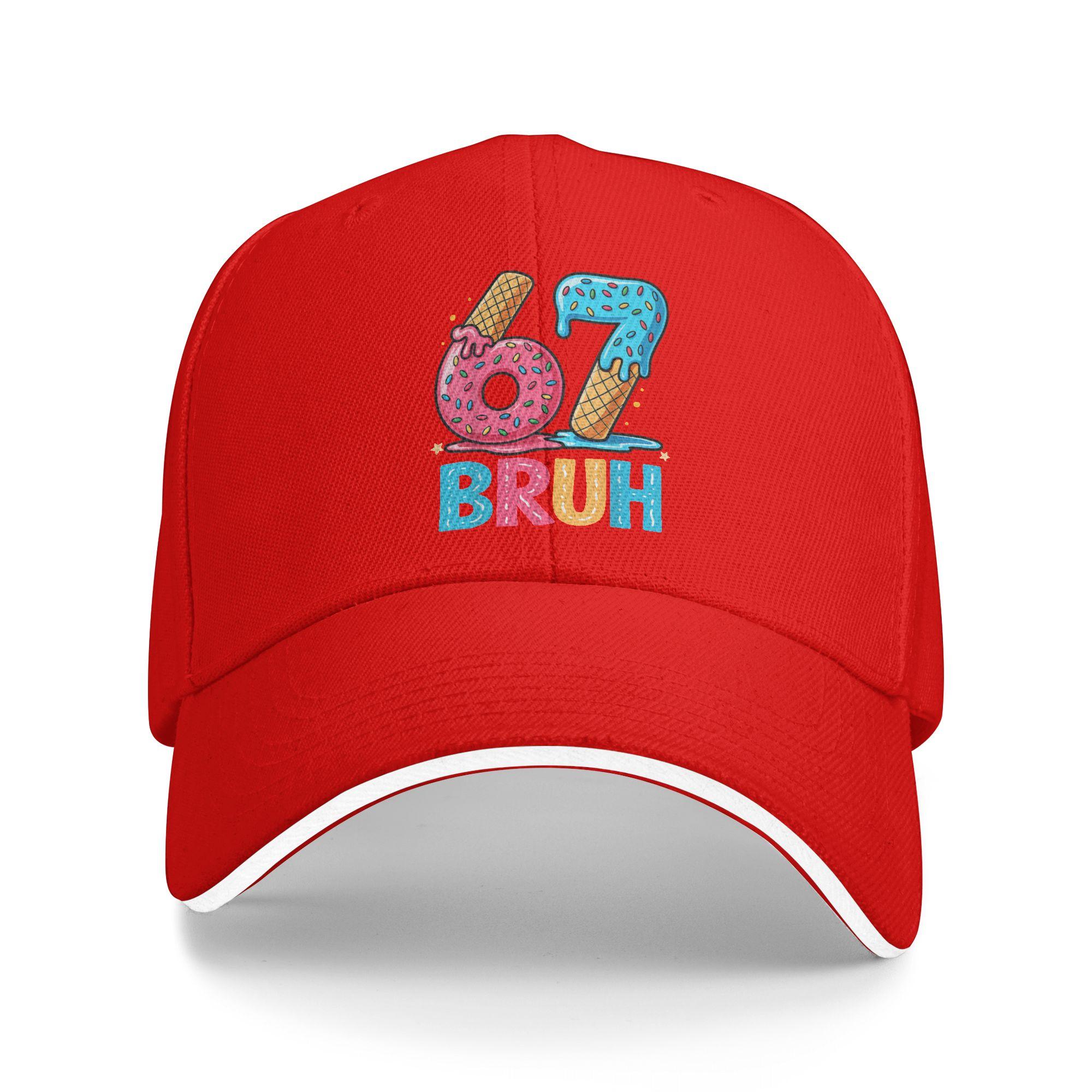 Six Seven Bruh 67 Ice Cream Drip Baseball Cap  Tennis Skate Wholesale Hip Hop Hats Female Male Classic Design Snapback Cap One Size