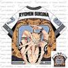 Sommer Anime V-hals T-skjorte Jujutsu Kaisen Sukuna 67 Trykk Jersey Unisex Løs Hip Hop Kort Erme Menn Kvinner Cos Street T-skjorte Y2k