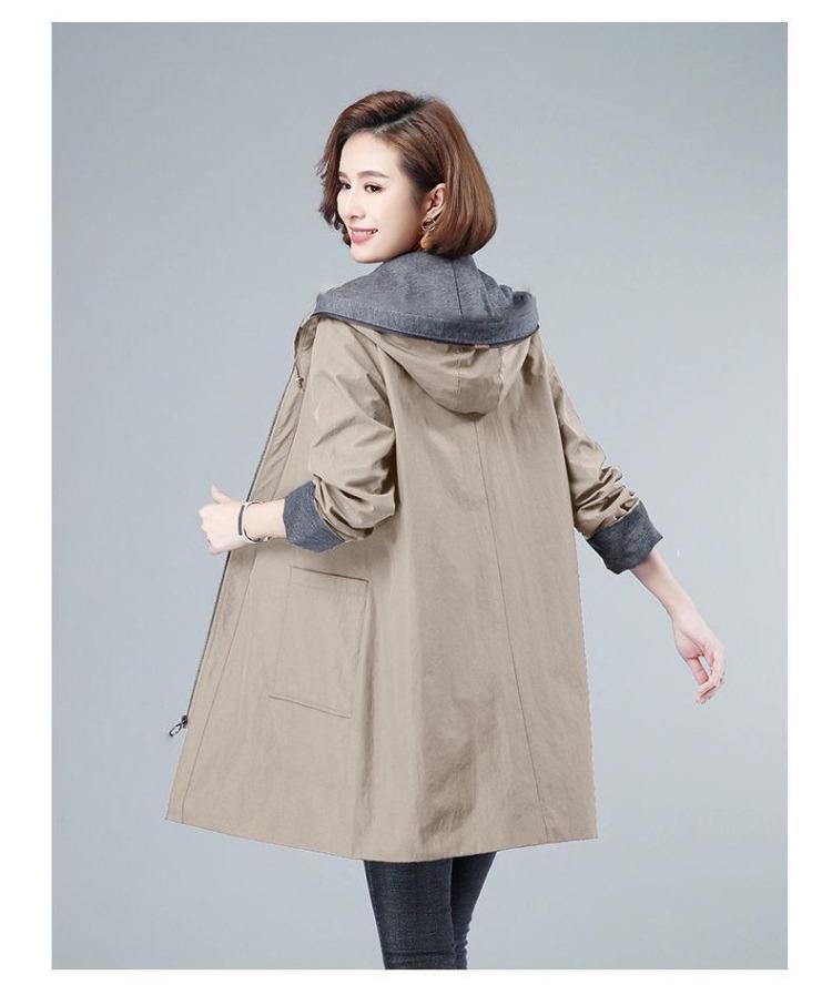 Damen Plus Size High-End Windjacke Mittellang S-7XL Bis zu 300 Jin