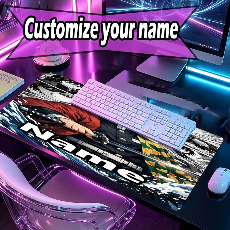 Benutzerdefinierter Name Personalisierte Dämonentöter Muster Mauspads, Laptop PC Schreibtischunterlage, Dekorative Schreibtischmatte für Zuhause Tastaturunterlage Geschenk