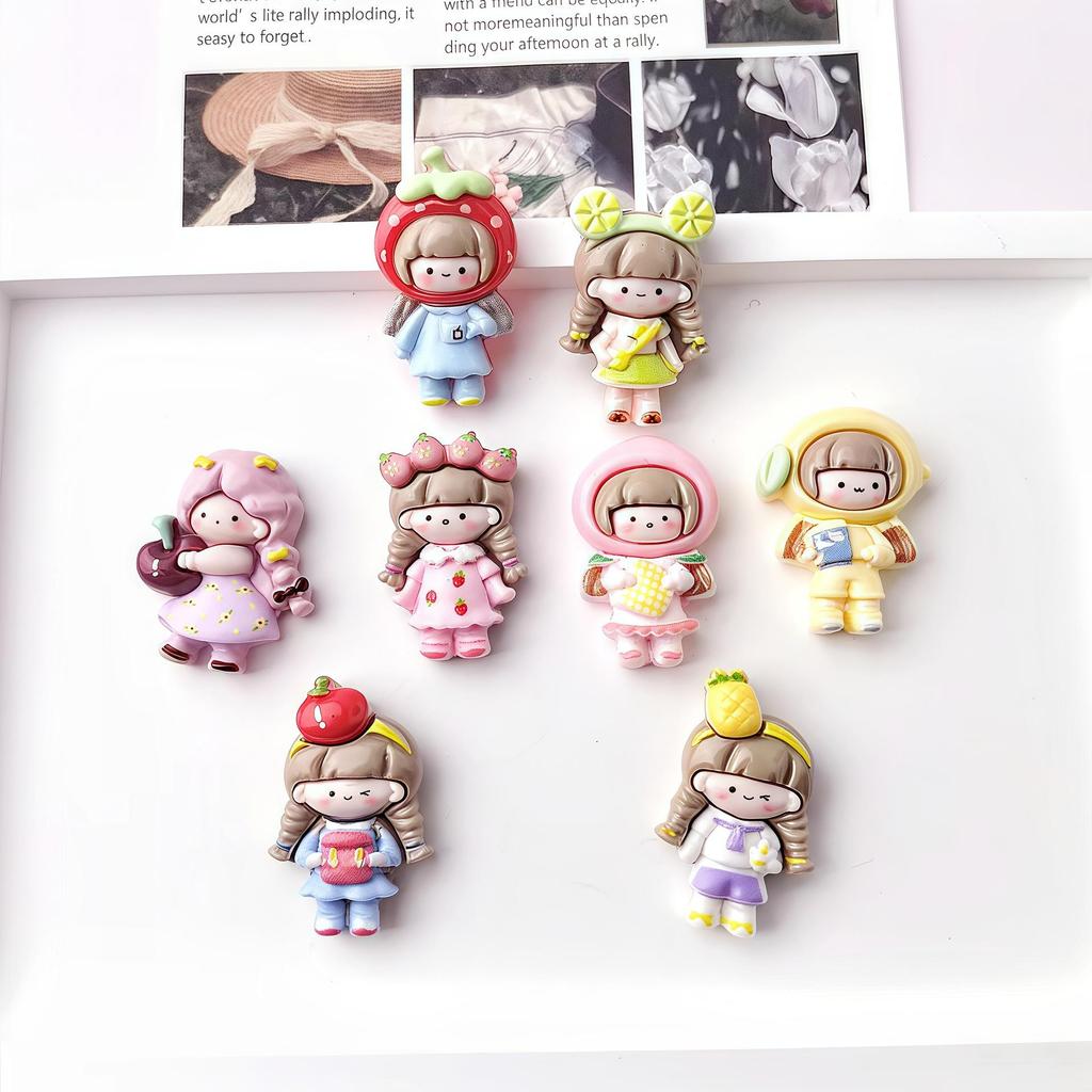 Cute Cartoon Fruit Girl Shoe Buckles & Hair Clips - Resin DIY Accessories