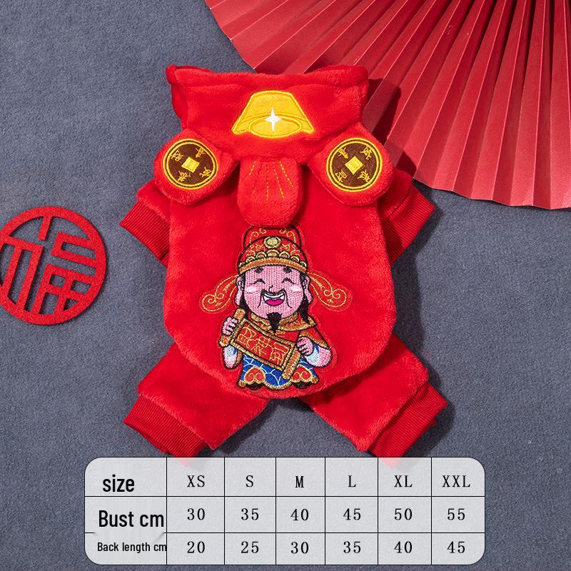 

Hanfu & Tang Festive Winter Pet Clothes for Small Dogs - Perfect for Chinese New Year XS - about 1-3 lbs
