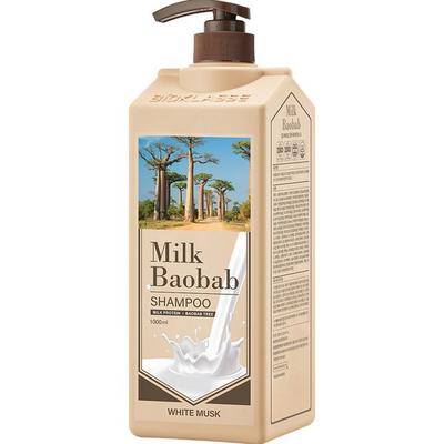 Milch-Baobab-Shampoo mit großer Kapazität, Milchprotein-Schäden, Shampoo mit weißem Moschusduft, 1000 ml, 1 koreanische Haarpflege