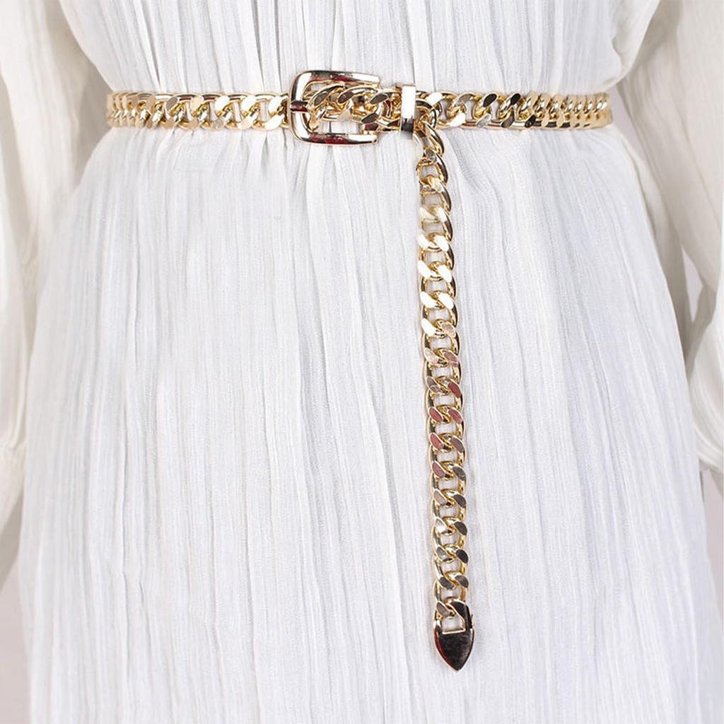 1 Pcs Women's Clothes Chain Belt Metal Waist Chain Dress Belts Metal Belt Adjustable Decoration