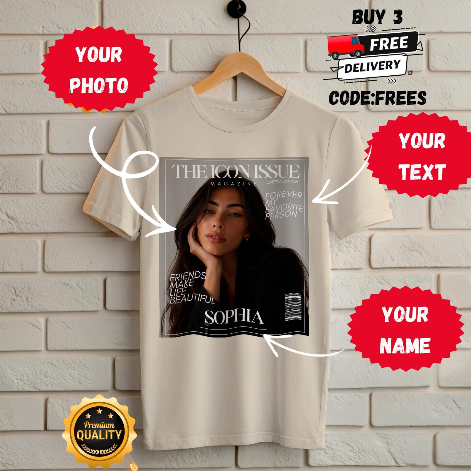 Personalized Vogue Magazine Cover Shirt, Vintage Custom Photo, Funny Matching Couple Photo Gift, Custom Face T-Shirt, Personalized Gift 3XL