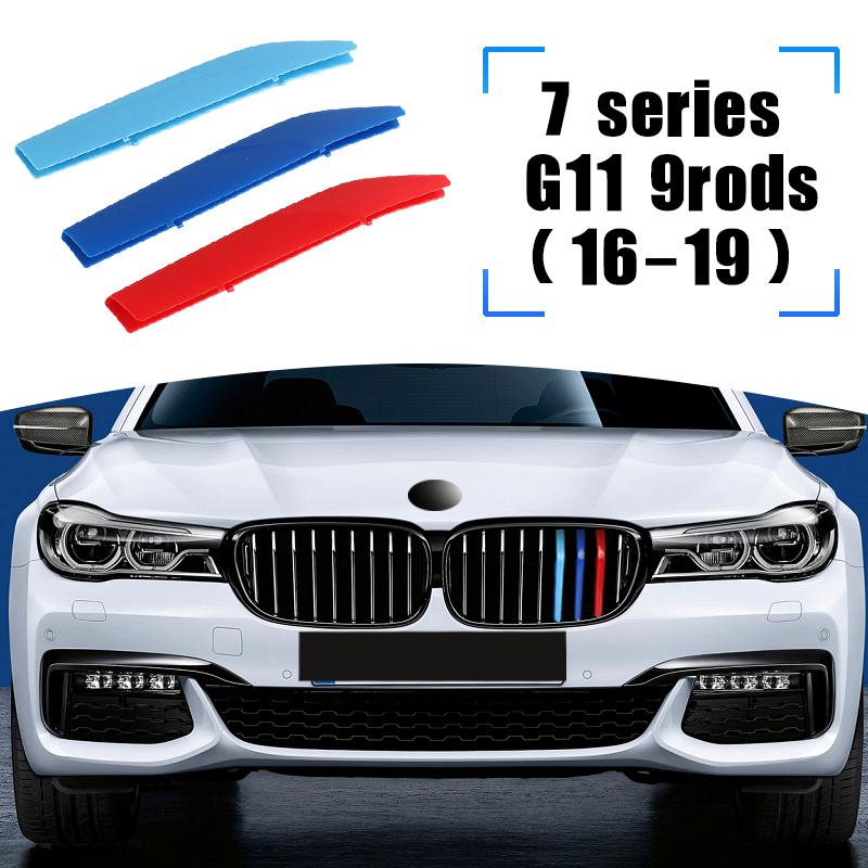 

3PCS ABS Car M-Color Racing Front Bumper Grills Trim Clips For BMW 7 Series E66 2002-2008 F01 2009-2015 G11 2016- 16-19 G11 9rods
