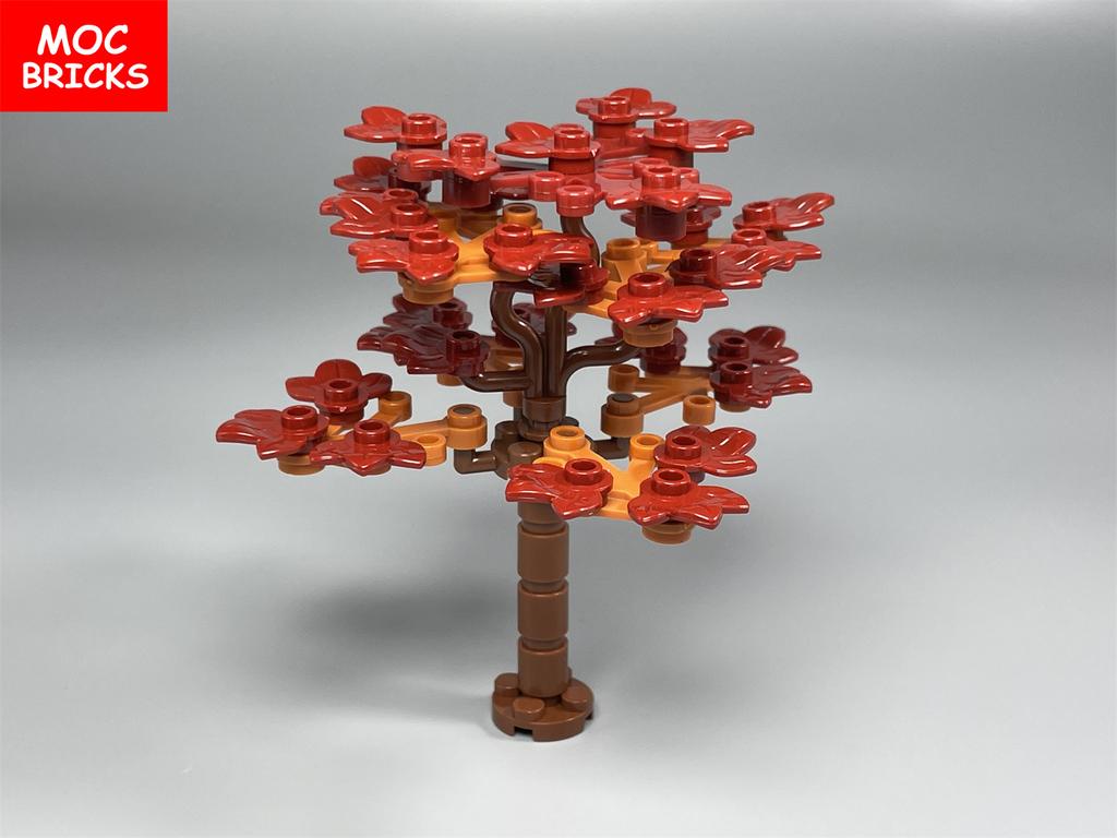 MOC Cegiełki Liść Klonowy Roślina Jezioro Las Drzewo Rzeki Naturalny Krajobraz Cztery Pory Roku Miasto Dom Dekoracje Klocki Zabawka