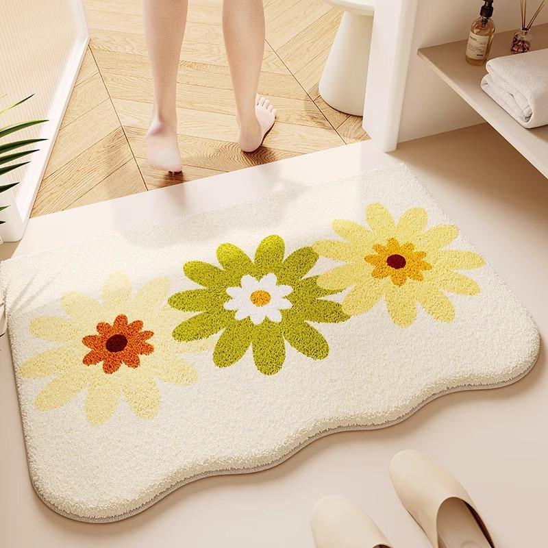 Cream wind imitation cashmere toilet floor mat bathroom absorbent mat toilet toilet quick drying door non-slip foot pad