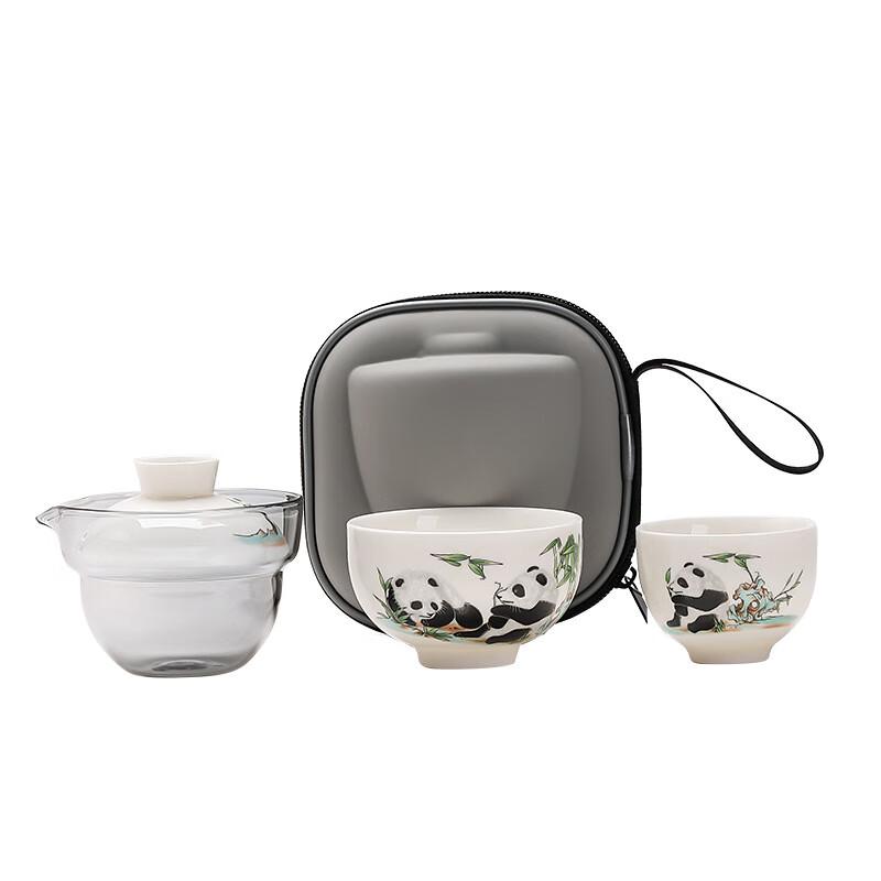 

Portable Ceramic Tea Set with 1 Pot and 2 Cups