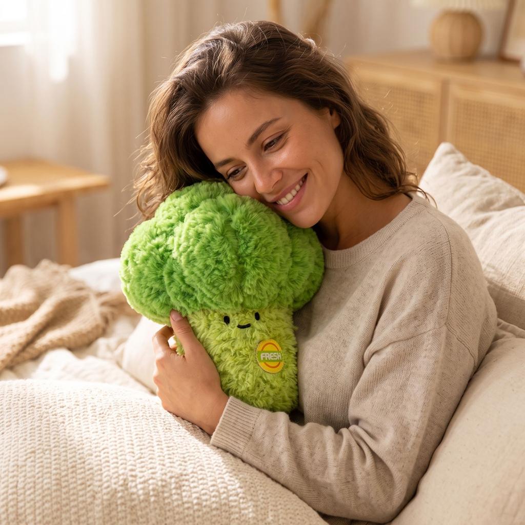 Broccoli Plush Toy - Soft Vegetable Stuffed Animal, Cute Food Doll for Bedroom Decor Kids' Gift