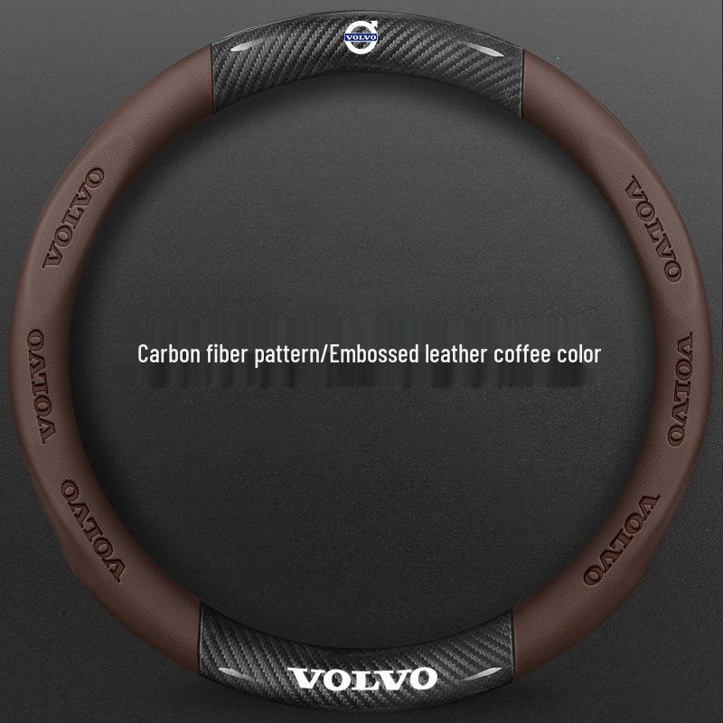 Volvo XC60/S90/S60 Steering Wheel Cover - No-Sew Suede Carbon Fiber; Fits XC40/XC90 Models.