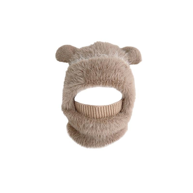Children's Wool Knit Hooded Scarf with Windproof Ear Protection for Autumn and Winter