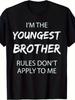 Humorous T-Shirt for The Youngest Sibling Rules Don'T Concern Me. Available In Black, Extra Large,