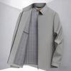 Men's Business Casual Zipper Jacket - Solid Color, Simple Cadre Style for Spring/Autumn