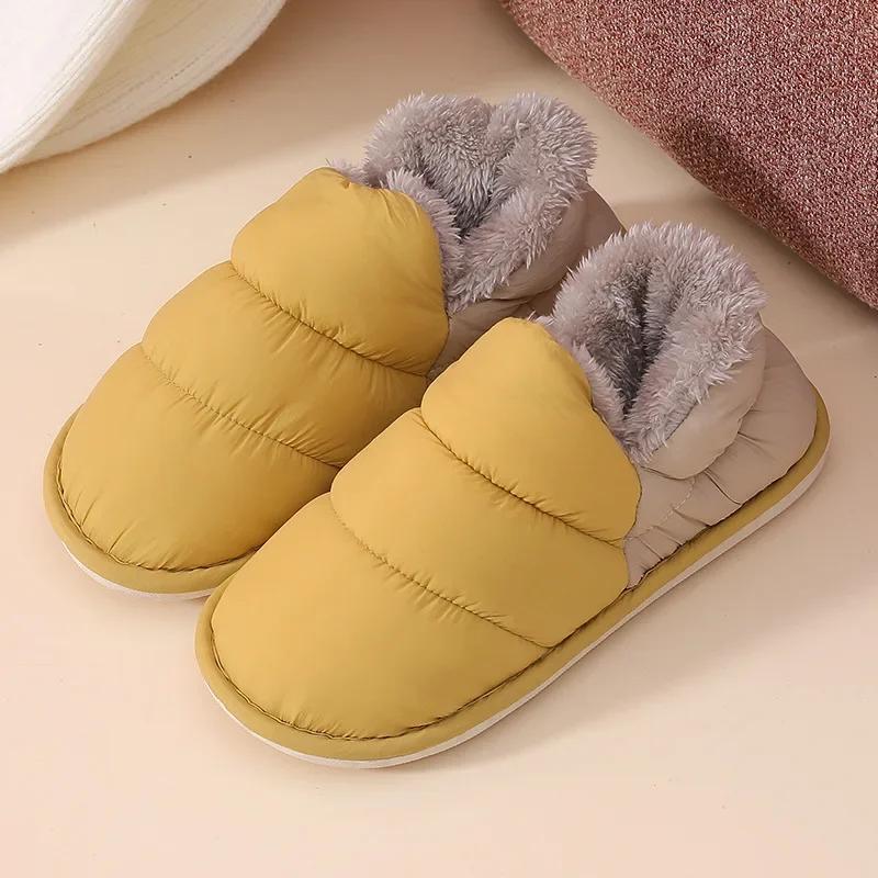 Fashion Rimocy 2025 Winter Warm Home Slippers Women Plush Waterproof Cotton Foot Slipper Female Indoor Outdoor Flat Couple Shoes Woman