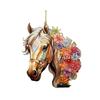 Vintage Floral Horse Christmas Hanging Ornaments Acrylic Horse Pendant Decorations For Xmas Tree Home Decor