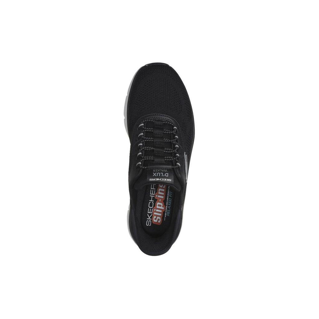 Skechers DLux Walker 2.0 Slip-Ins Comfortable Minimalist Fabric Synthetic Leather Cushioning Low-Top Running Shoes Men Sneakers Black Gray 232446-BKGY