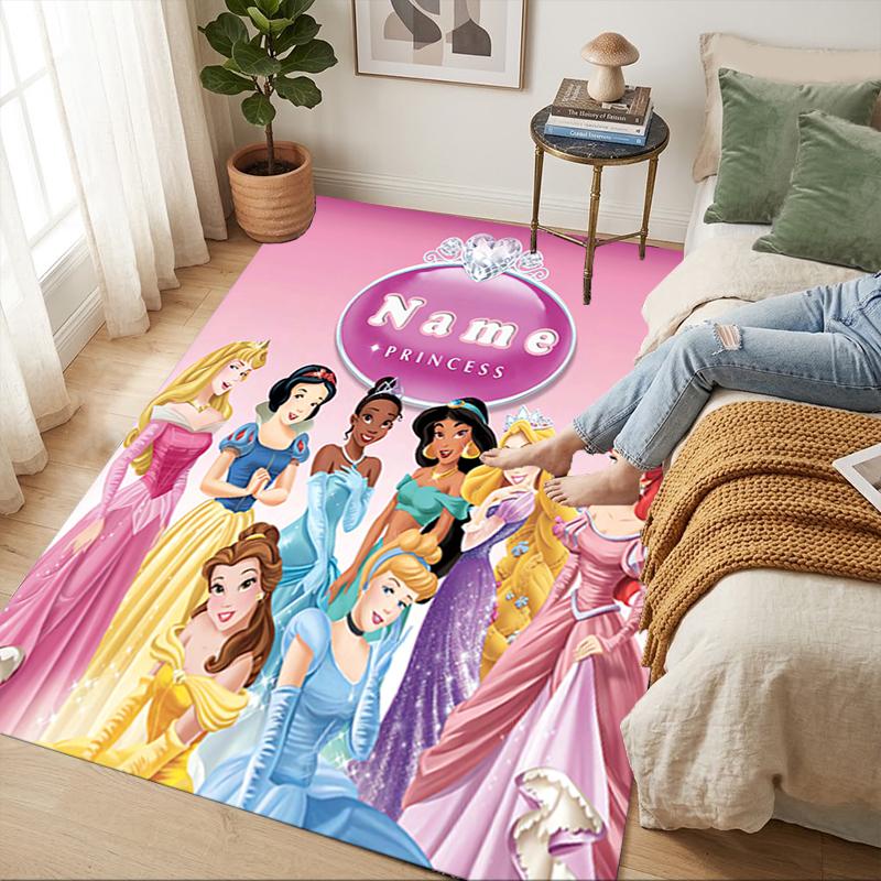 Custom Name Princess Party Living Room Non-Slip Area Rug Soft Carpet for Bedroom Kids Playroom Sofa Office Home Decor Doormat