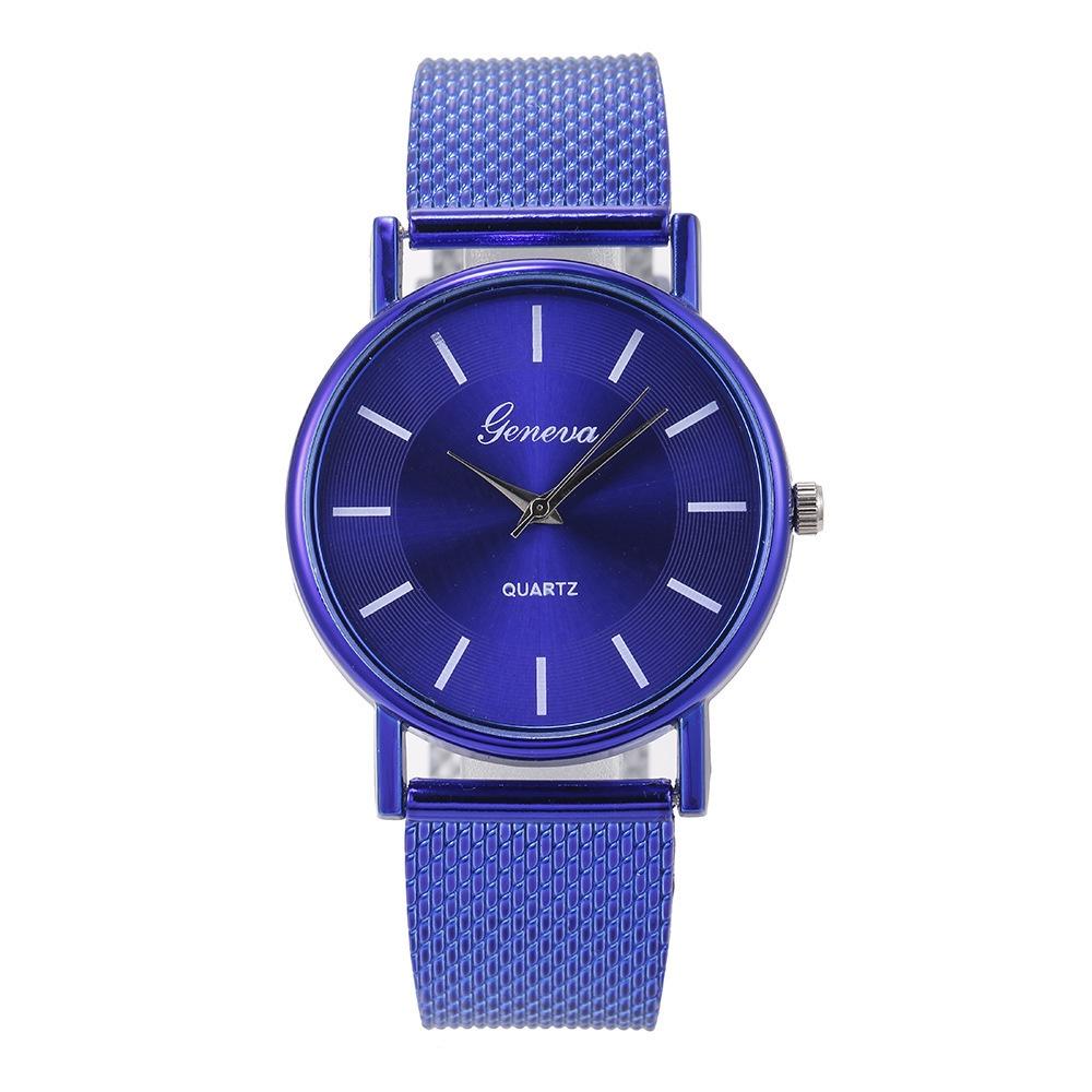 

Fashionable Unisex Quartz Wristwatch Couple Watch With Decorative Features Model 28035 Mesh Strap синий