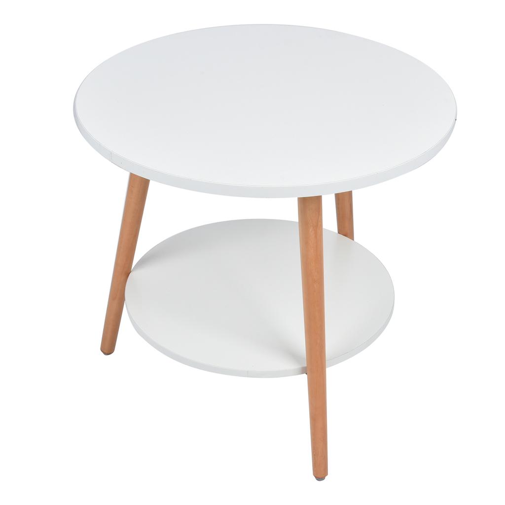 White 2 Layer Storage Coffee Table Side Table Living Room Balcony Furniture for Home