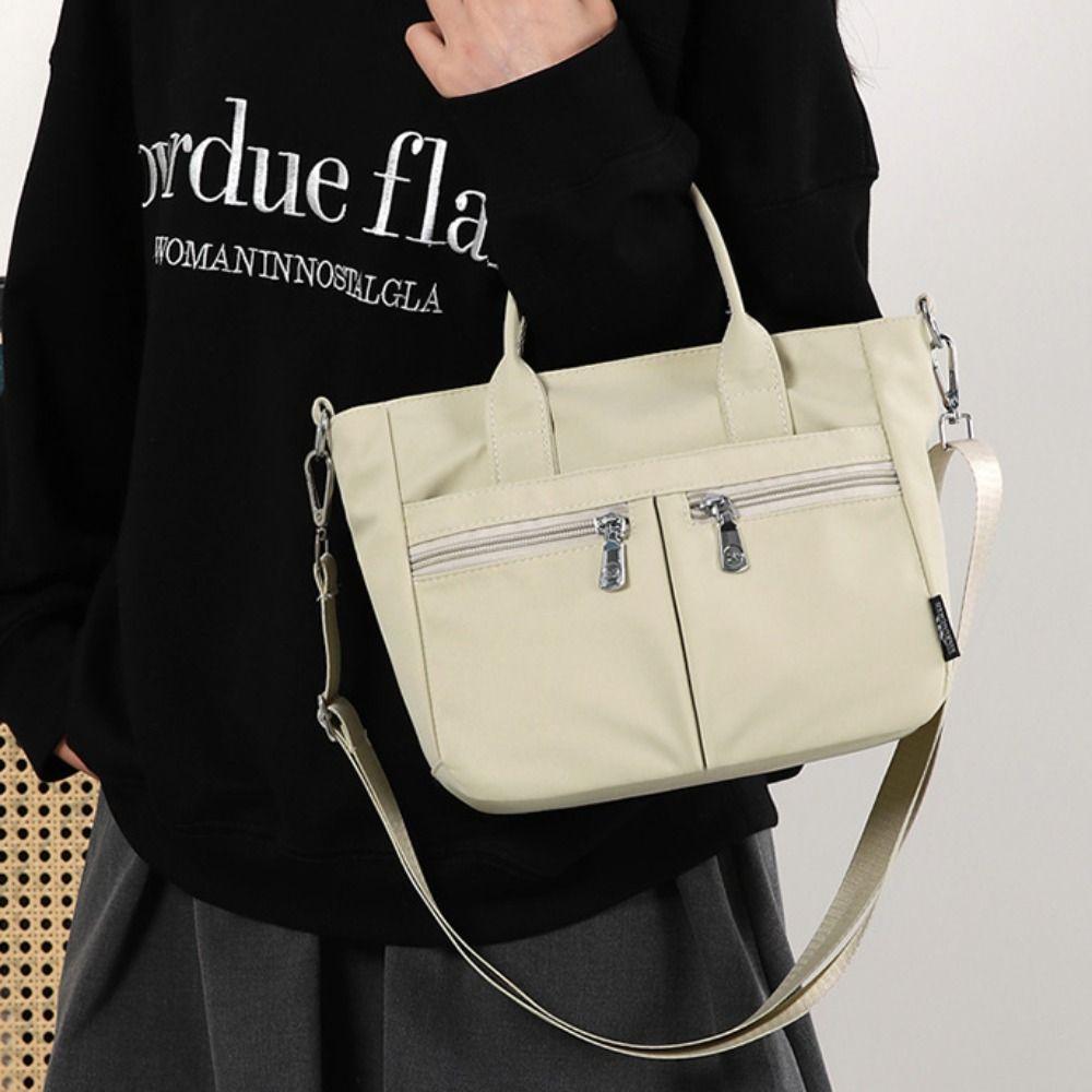 Solid Color Nylon Cloth Handbag Casual Canvas Tote Bag Oxford Cloth Crossbody Bag Commuting
