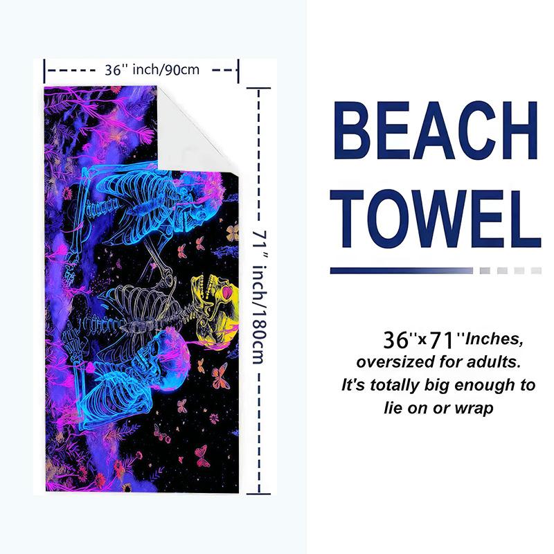 Love u to the Death Skull ( Print Beach Towel, Large Soft Quick Dry Towel for Beach Camping Swimming