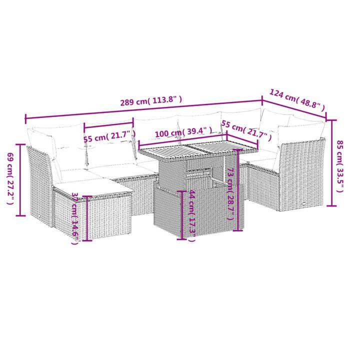 VidaXL Salon de Jardin avec Coussins 8 pcs, Canapés de Terrasse, Ensemble de Meubles de Patio, Mobilier d'Extérieur, Noir 3270943