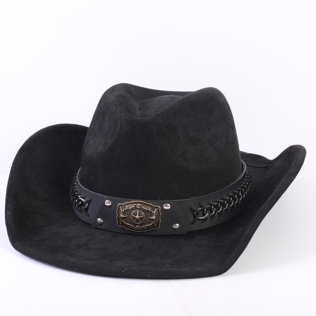 Popular European and American Classic Suede Western Cowboy Hat, Men's and Women's Fashion Big-brimmed Top Hat Shade