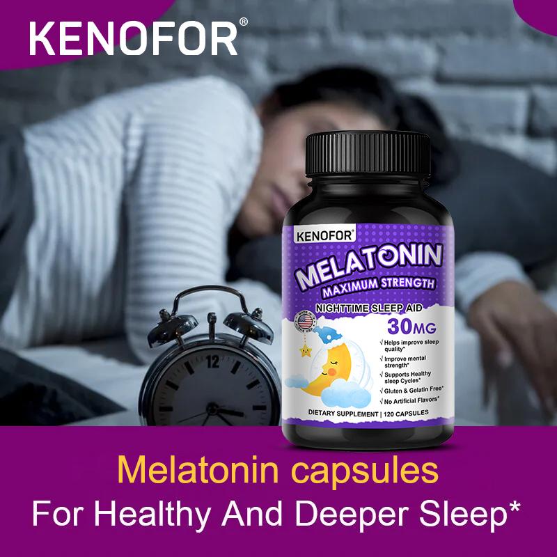 Melatonin 30mg Maximale Stärke Nachtschlafmittel Nahrungsergänzungsmittel, 120 Kapseln