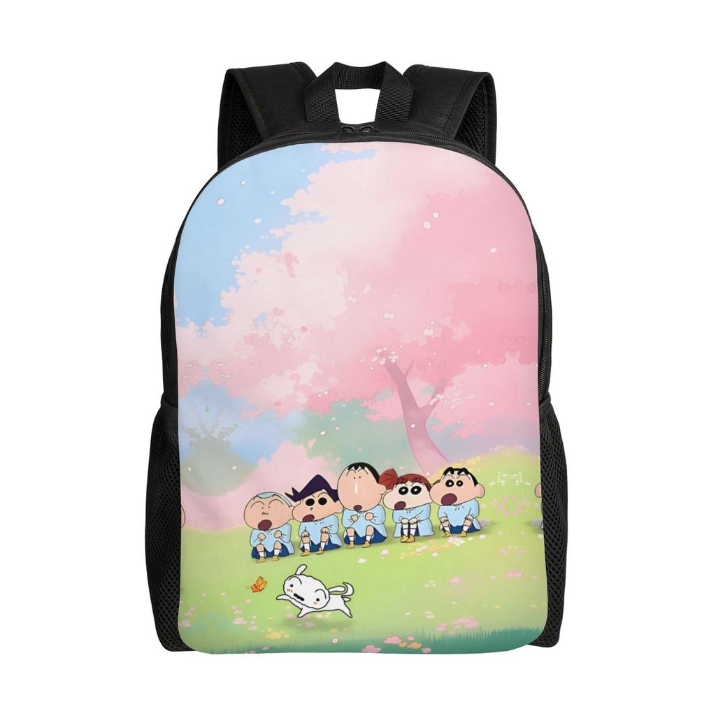 3D Print Crayons Shins Chans Backpacks for Girls Boys Cartoon College School Travel Bags Women Men Bookbag Fits 15 Inch Laptop