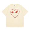 Japanese trendy brand heart-print short-sleeve T-shirt, unisex loose couple's summer casual daily versatile top