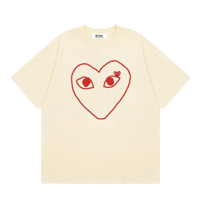 Japanese trendy brand heart-print short-sleeve T-shirt, unisex loose couple's summer casual daily versatile top