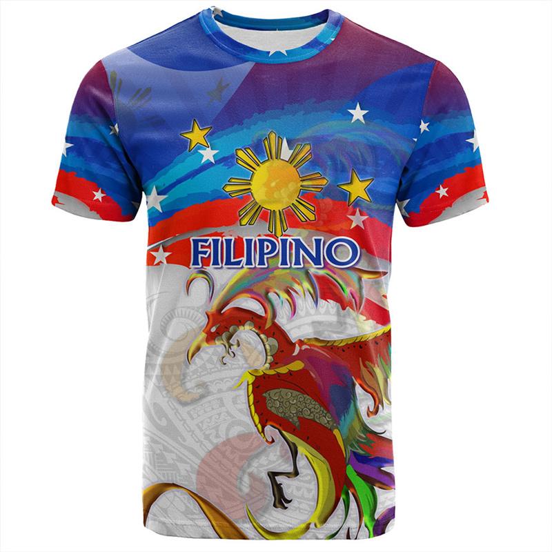 Vintage 3D Print Philippines Filipinos Emblem T Shirt Philippines Maori Tribal Styles Graphic T-shirts Kid Fashion Short Sleeves XXS