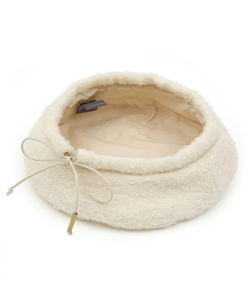 Eondeokeonteulolseutyudio Winter Boucle Beret Plate Beret / Strap / Boucle / Cream