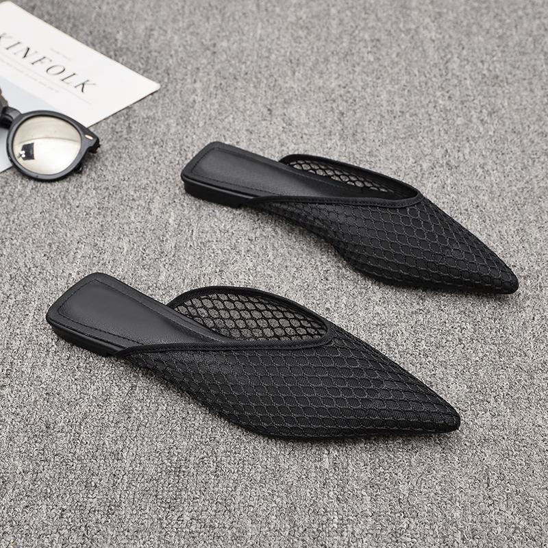 Summer new pointed flat sandals lazy half drag bag head Muller women's slippers