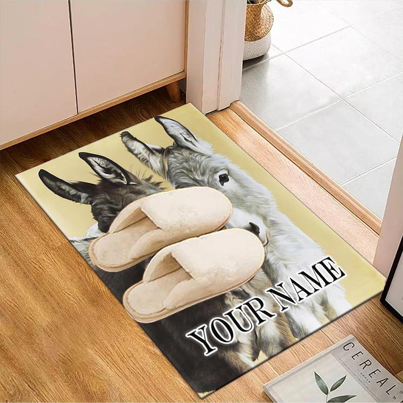 1PC Custom Name Donkey duo portrait Theme Floor Mat Ideal for Living Room, Game Rooms, Office, Bedroom,Floor Mat Playful Design