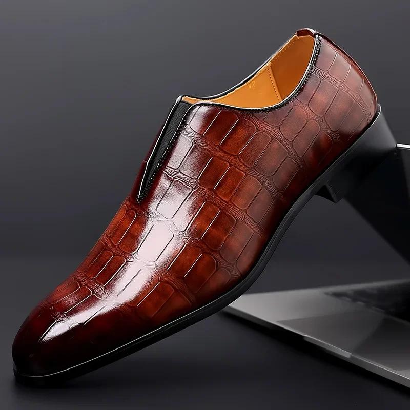 New Grid Men's Dress Shoes Luxury Designer Men Loafers Italian Brand Wedding Shoes Fashion Party Shoes for Men Oxford Shoe New