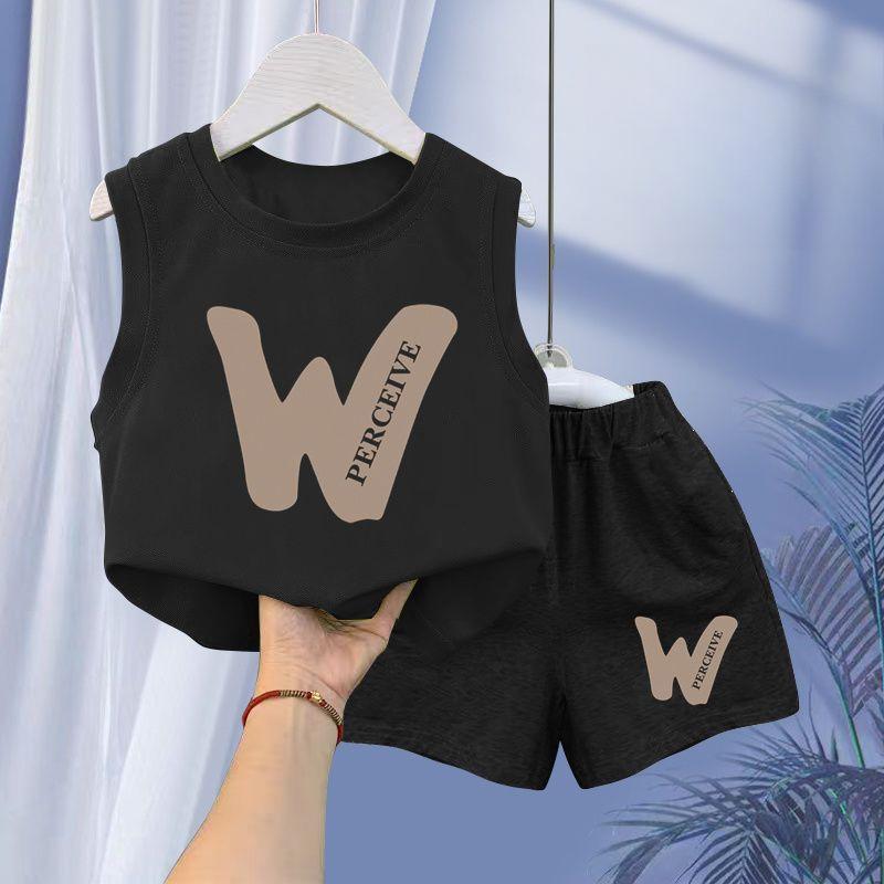 Summer Children's Vest Boys and Girls Sleeveless T-shirt Top Cartoon Two-piece Set
