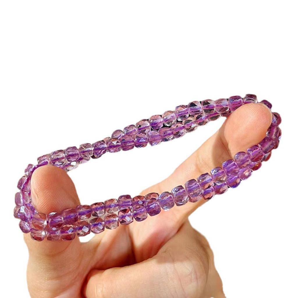 Retro Natural High-Quality Amethyst Cut Square Bracelet Women'S Fashion Niche Design Bracelet