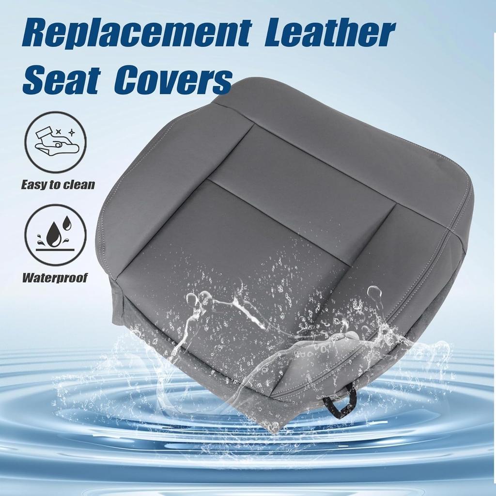 GXARTS Front Driver Side Bottom Lower Replacement Leather Seat Cover Gray #QB Compatible with Ford F150 2004 2005 2006 2007 2008
