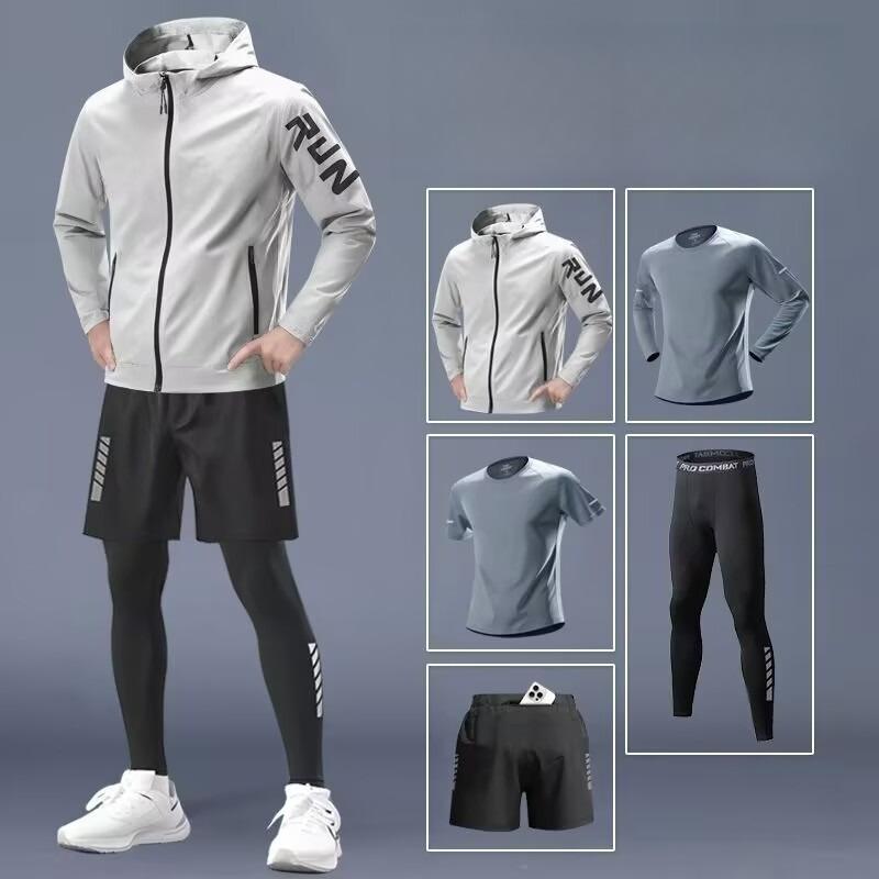 Herren Morgens Laufen Trainingsset Dünn Schnelltrocknend Set 3XL black