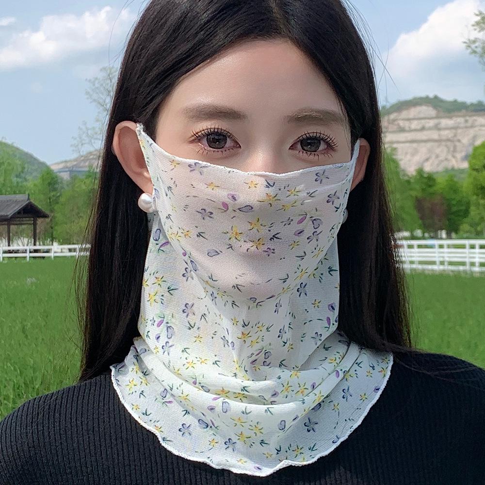 Women's Summer Face Mask: High Elastic Silk Scarf, Full Face and Neck Protection, Cycling Ear-Hanging Ice Silk Gaiter.
