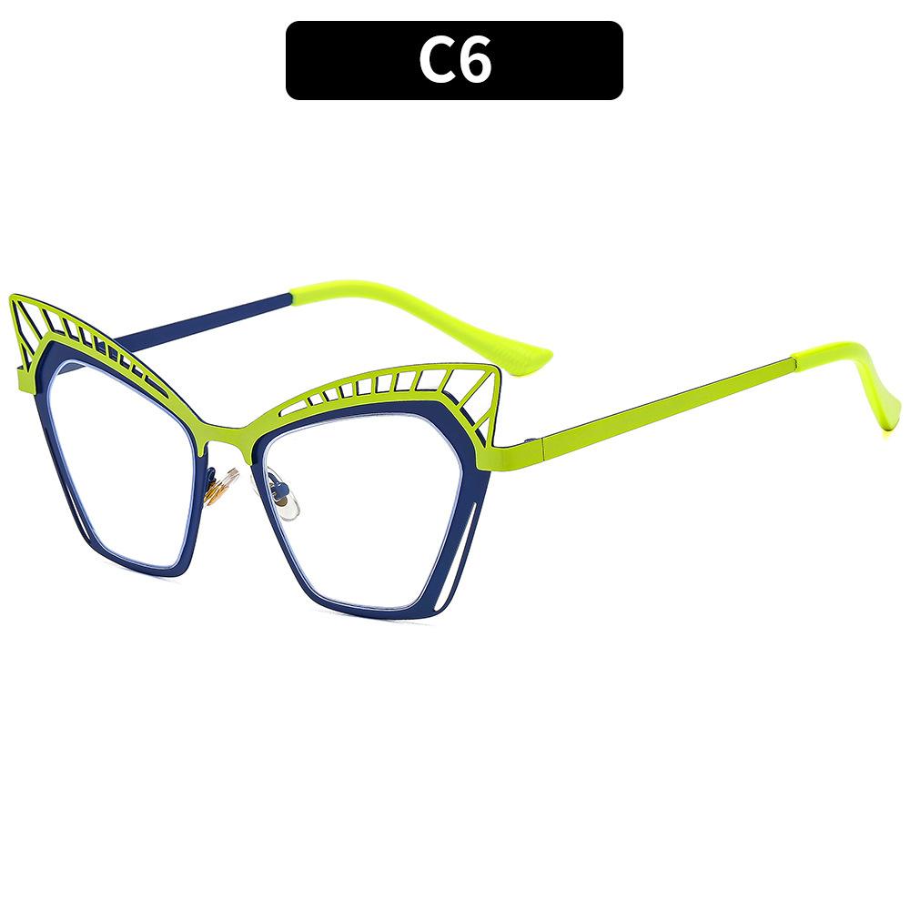 

Женские очки, модные металлические очки «кошачий глаз» с полыми линзами и большой оправой.