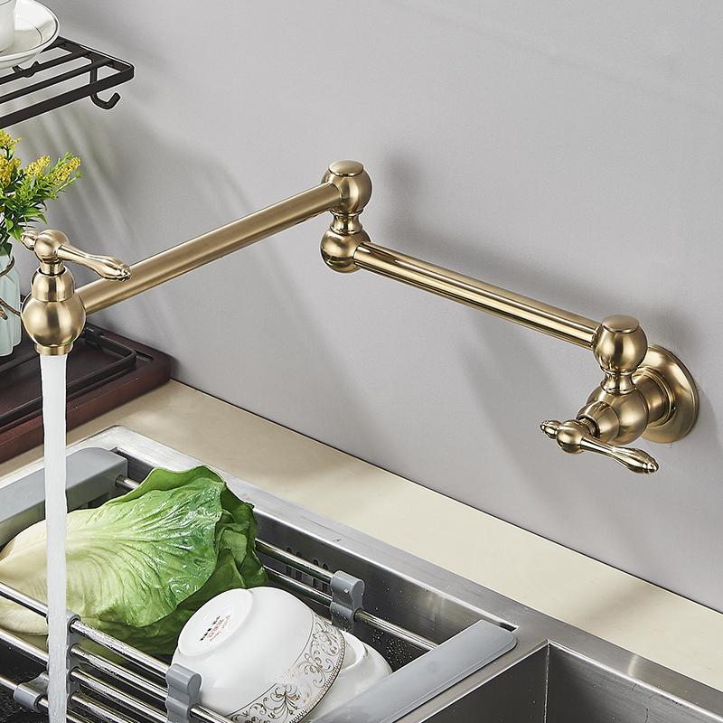 Baokemo Folding into the Wall Faucet 304 Stainless Steel Universal Rotation Faucet Kitchen Concealed Single Cold Faucet