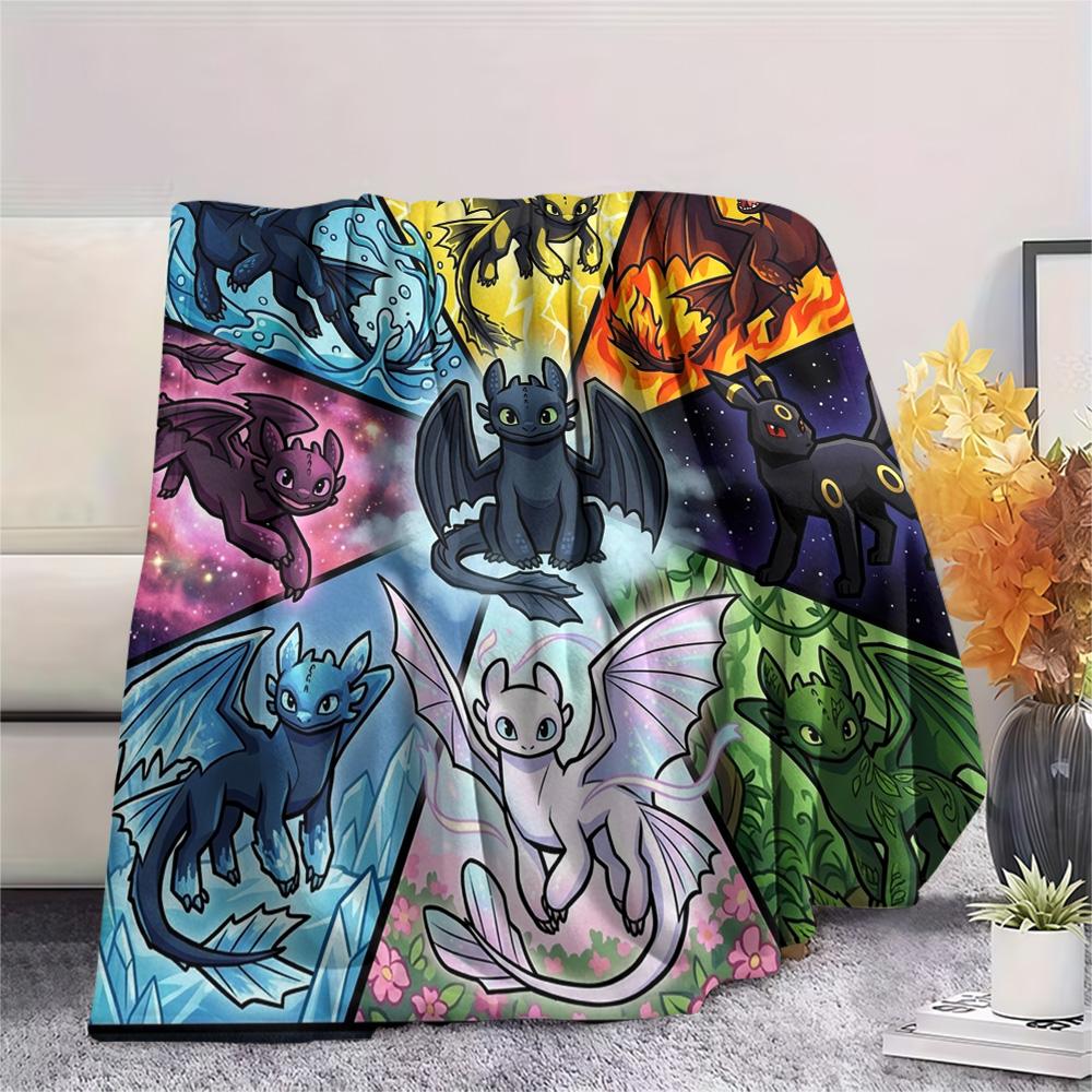 Toothless Night Fury Print Flannel Blanket, Ultra Soft High Quality All Seasons Warm Throw, Home Decor Cozy Blanket, Perfect Christmas Gift