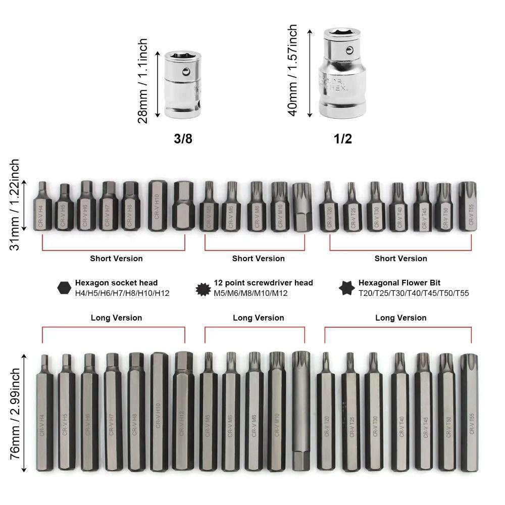 40Pcs High Quality Hexagonal Wrench Set Extended Screwdriver Batch Head Set  Automotive Repair