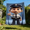 1 Stück Polizisten-Print Outdoor Flanelldecke, Maschinenwaschbar, Perfektes Geschenk zum Geburtstag, Reiseaccessoire für den Urlaub, Langlebiges Material