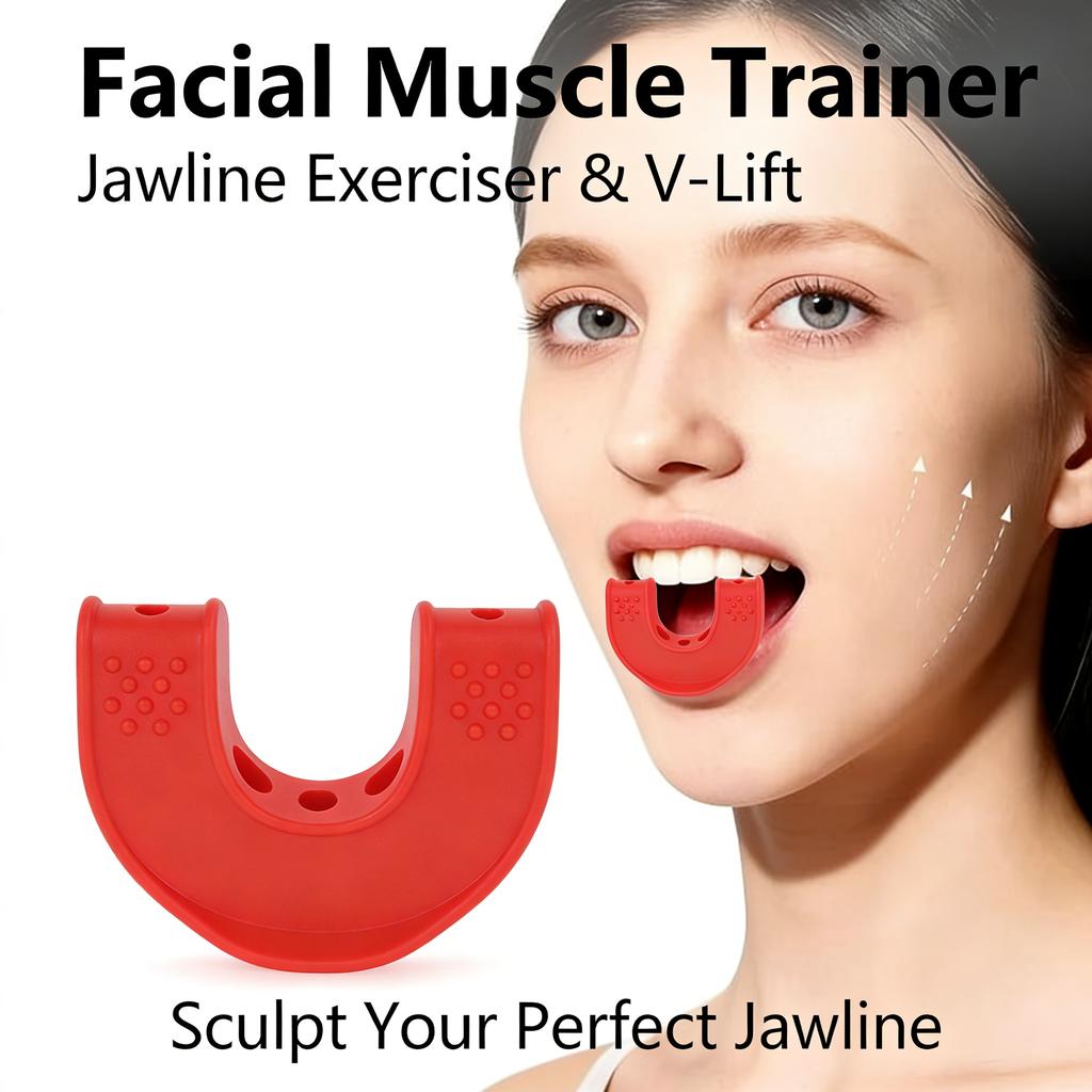 Jawline Exerciser for Home and Travel, Red, for Face Slimming