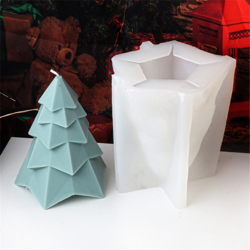 Flexible Silicone Mold Handmade Scented Candle Mould Geometric Christmas Tree Aromatherapys Mold Home Decorations