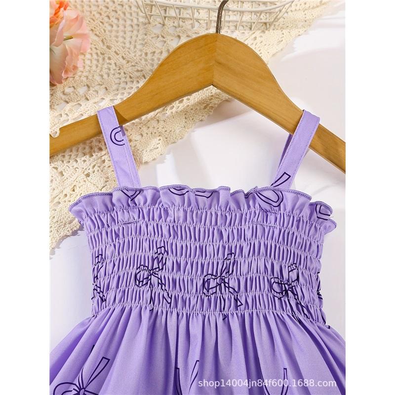 0-3 Years Old Girl Fashion Princess Two-piece Summer Children's Cute Butterfly-printed Dress And Hat